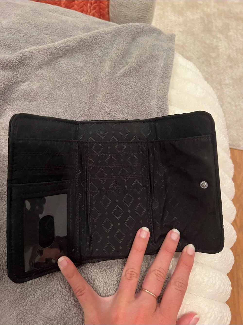 Vera Bradley Black Quilted Trifold Wallet